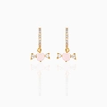 Orecchini a forma di caramella placcati oro 18K con perla rosa e zirconi brillanti - Forma di Caramella (EH00716) / Oro