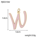 Pink enamel letter W charm in gold stainless steel for custom DIY jewelry making - Letter W-Pink