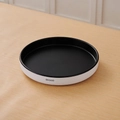 Ecoco minimalist round rotating spice tray in black and white finish for kitchen storage - Large / Black