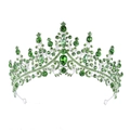 Elegant silver crown featuring brilliant green crystals and teardrop rhinestones - Silver Base Light Green