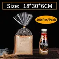 Bolsas transparentes 18x30x6cm para pan con lazos dorados para envase de panadería - Estilo Bolsa Transparente Con Cierre (18*30+6) / 18*30+6cm/100 Unidades