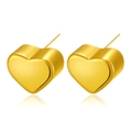 Minimalist gold heart stud earrings with a polished mirror finish for women - Mirror Polished Full Heart