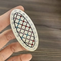 Elegant beige hair clip with pearls, colorful rhinestones, and black grid pattern detail - Oval Plaid Rhinestone Pearl Clip