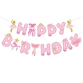 Striscione Happy Birthday a tema danza classica rosa e oro con motivi di ballerine - 1 Set Banner di Compleanno Balletto