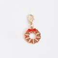 Christmas wreath gingerbread style alloy charm with red bow and lobster clasp for DIY - Donut