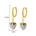 French vintage strawberry drop earrings in purple enamel and stainless steel with gold finish - Enamel Strawberry Pendant / ER-1089 Purple Strawberry Pendant
