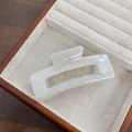 Pince à cheveux rectangulaire creuse en acétate blanc nacré pour femmes élégantes - Blanc Sirène 10.5CM