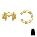 Minimalist gold-plated C-shaped ear cuff with beaded edge detail in multi-angle views - Style A-Metal Ball Decoration