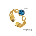Detail of a 6mm blue gemstone on a gold adjustable ring weighing 2.3 grams - Blue Zirconia Ring