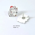Detail view of 20x21mm acrylic Christmas cat earrings with festive lights and metal studs - Christmas Animal