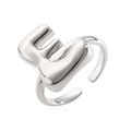 Adjustable silver letter E ring with a bold 3D puffy design for a minimalist style - Letter E