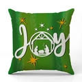 Funda de cojín navideño con degradado verde y diseño blanco de la natividad Joy - Verde-Joy Natividad