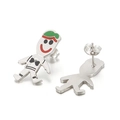 Adorabili orecchini a lobo con personaggio in smalto e acciaio inossidabile - Stile Personaggio dei Cartoni Animati Colore Acciaio (KE39339-D)
