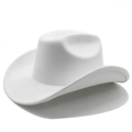 Detail view of the white suede cowboy hat featuring classic ribbon decoration and curved brim - M(56-58cm) / White (Suede)