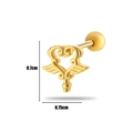 Detailed size view of gold heart wing cartilage stud with 0.7cm height and 0.75cm width - Gold Heart Wings Style (4# Gold)