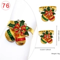 Detail of Christmas bell napkin ring with holly leaves and rhinestone sizing dimensions - Wreath Bell Style 76