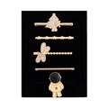 Detailed set of 5 golden decorative charms for silicone watch bands on black velvet - D3022 Dragonfly/Astronaut Set 12