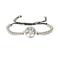 Pulsera de cuentas plateadas con dije de árbol de la vida de colores y cordón - Estilo Árbol de la Vida (C)