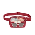 Transparent red nylon waist bag with mesh details and adjustable strap for sports - Burgundy