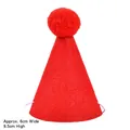 Mini red cone felt party hat for pets and dolls with pompom, 6cm width by 9.5cm height - Felt Pom Pom Hat / Red