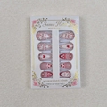 Detailed set of 24 almond press-on nails with red hearts, bows and I Love You text - Red White Heart Bow (WY012)