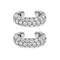Detailed view of silver ear cuffs featuring multi-row pave micro-inlaid zircon crystals - Silver White Pave