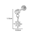 Silver G23 titanium labret piercing featuring a sparkling star zircon pendant 1.15cm - Round Zirconia Eight-Pointed Star Dangle Style (T2535-6# Silver)