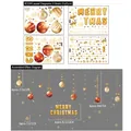 Christmas window static stickers with red and gold baubles, snowflakes and holiday greeting - Colored Hanging Balls XC034