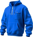 Detalle de sudadera azul real para hombre con bolsillo en el pecho y media cremallera metal - M / Azul zafiro