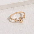 Anillo abierto de tulipán dorado con circón blanco y perlas de diseño minimalista - Anillo de Flor de Tulipán / Oro/Tulipán