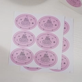 Pink oval stickers featuring hand-drawn cake and Congratulation text for gift packaging - Pink Congratulations Cake (6 Pcs/Sheet)