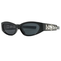 Y2K Oval-Sonnenbrille mit schwarzem Rahmen und silbernem Metallstern am Bügel - Schwarzer Rahmen Graue Gläser