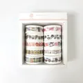 Close-up of 10-roll washi tape set featuring cute cartoon cats and floral patterns - 10 Rolls Set / Cheerful Home