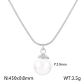 Collar de cadena de serpiente plata con colgante perla blanca 10mm largo 450mm - Estilo A (Perla Única) / Color Acero
