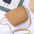 Borsa a tracolla in paglia intrecciata a mano in beige naturale per un look estivo - Borsa a Conchiglia Grande / 19*14*5cm / Marrone