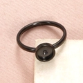 DIY 17mm black plated stainless steel ring base with circular setting for jewelry making - Black