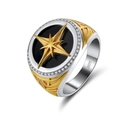 S925 sterling silver chain ring with black round base and golden star zircon design - US 10 / Gold Octagram Black Disc Style (NMR10)