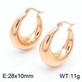 Polished rose gold U-shape hollow earrings in stainless steel, size 28x10mm - Style D Oval Hollow Hoop Earrings (KE110508-KFC)