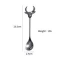 Black stainless steel bull head coffee spoon with 13.5cm length and polished finish - Black-Spoon