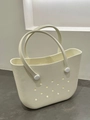 Cream white EVA tote bag with textured surface and ventilation holes in large size - Large / White