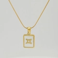 Collana con segno zodiacale Gemelli in acciaio inossidabile placcato oro 18K e bianco - Gemelli