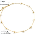 Detail view of 18k gold plated 304 stainless steel daisy pearl necklace showing 40+5cm length - Gold Daisy Pearl Style (S-N582)