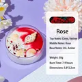 Scented seashell candle with rose aroma, seashells and red glitter in glass bowl - Shell Glitter / Red / Rose