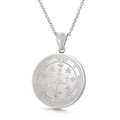 Minimalistische Edelstahlkette mit dem silbernen runden Siegel von Uriel Anhänger - Erzengel Uriel Siegel Stil (KP46427-K)