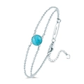 S925 sterling silver double-strand bracelet featuring a green turquoise centerpiece - December Synthetic Turquoise