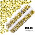 Flatback yellow resin rhinestones for nail art in 12-grid organizer box, Model ZSHZ-873 - Lemon Yellow (ZSHZ-873)