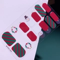 Autocollants nail art Noël SDA-024 avec motifs bonhomme de neige et couronne verte - Style Couronne de Bonhomme de Neige Rayures Rouges Vertes (SDA-024)