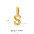 Pendentif lettre S en acier inoxydable 316L doré 18k avec zircon, hauteur 16mm - S