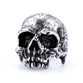 Anello teschio punk retrò da uomo in acciaio inossidabile argento con finitura vintage - US 11 / Colore Acciaio (02311)