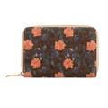Short cork wallet with vintage rose floral print and gold zipper closure for women - Roses in Bloom
